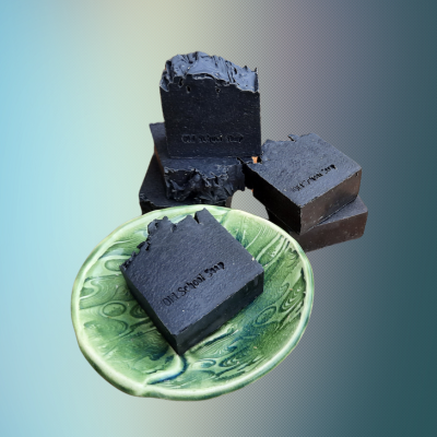 Activated Charcoap Natural Bar soap scented with Tea Tree & Litsea Cucebe Essential oil.